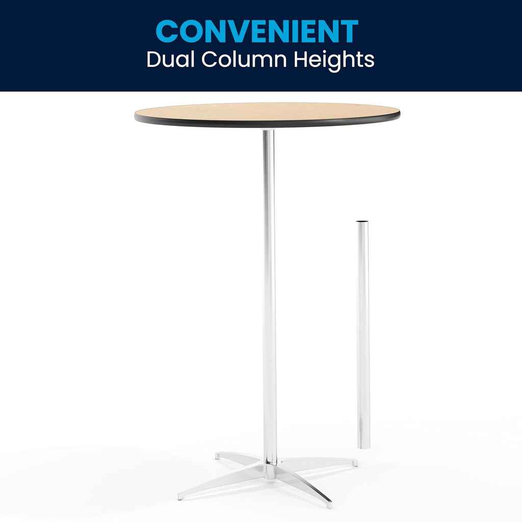 Flash Furniture Lars 30" Round Cocktail Table with 30" and 42" Columns, Adjustable Standard or Bar Height Round Table for Events or Home Use, Natural