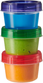 ELEGANT DISPOSABLES Baby Food Storage Containers 4 oz Food Storage Jars with Color Twist Lids Plastic Freezer Storage Pack of 24