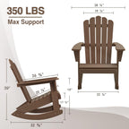 Psilvam Adirondack Rocking Chair Set of 2, Eco-Friendly Wood-Style Outdoor Patio Rocker - Heavy Duty 350 lbs Capacity, All-Weather Recycled Plastic, Easy Assembly (Brown)