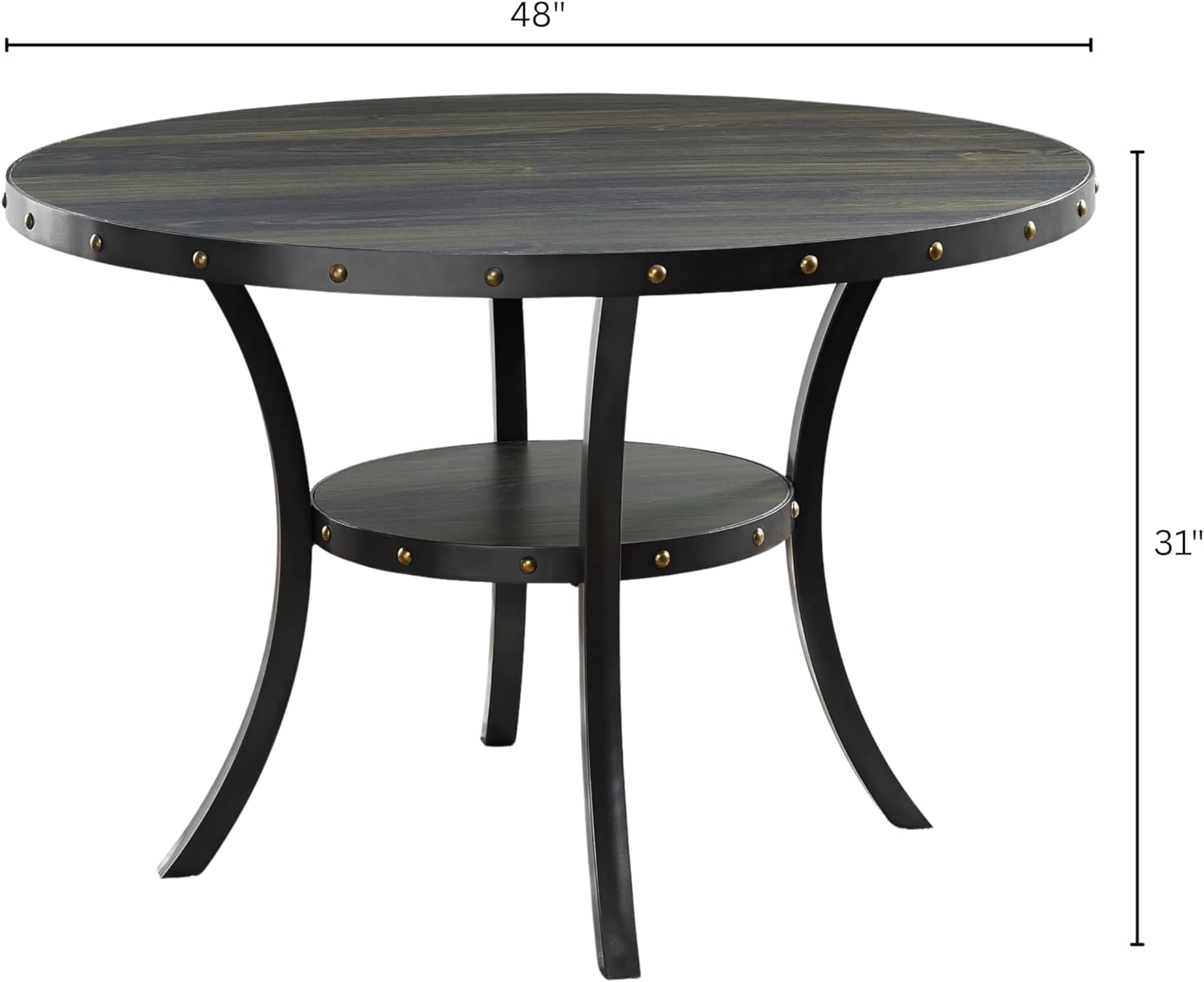 Roundhill Furniture Biony Espresso Wood Dining Set with 4 Fabric Nailhead Chairs, Purple