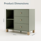 Storkcraft California 3 Drawer Combo Dresser, Olive with Driftwood | GREENGUARD Gold Certified, Interlocking Drawer System, Pre-Installed Drawer Tracks for Easier Assembly, Spacious Cabinet