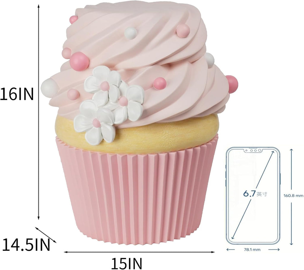 Cynkeyee Food Stool Simulated Cupcake Chair - Resin Fun Decorative Furniture, Low Shoe Changing Stool, Pink Changing Seats for Hallway Office Lounge Dorm Room 14.5x15x16IN