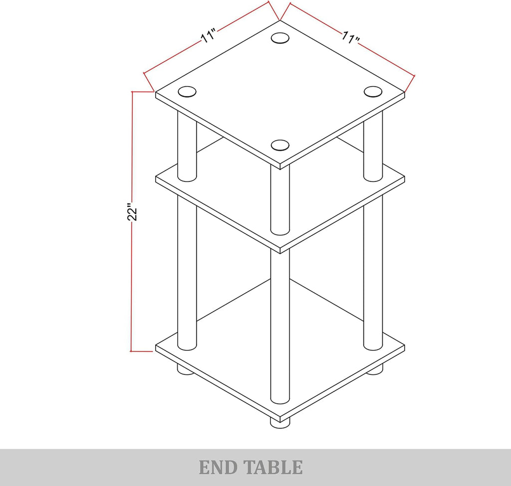 3-Tier End Table with Open Shelves, Natural Oak