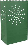 CleverDelights Green Sunburst Luminary Bags - 50 Pack - Christmas Holiday Sidewalk Candle Light Bag Decorations
