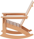 HDPE Shoreside Modern Rocking Poly Adirondack Chair (Set of 4),Teak