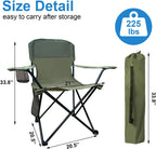Folding Camping Chairs with High Back, Comfortable Outdoor Chairs 300lbs Capacity Lightweight Portable Chair with Storage Bag for Camping, Fishing, Green