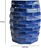 Pemberly Row Contemporary Accent Table, Handmade Ceramic Construction, Blue Finish, 13.8 x 13.8 x 17.9 in, Hand-Painted, Indoor/Outdoor Use, Global-Inspired Design for Living Room, Patio, or Bedroom