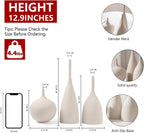 Relexome Ceramic Vase Set of 3 Neutral Vases Home Decor Modern Minimalist Decorative Vase Matte Ribbed Vases for Centerpieces Living Room Shelf Entryway Table Decor Beige