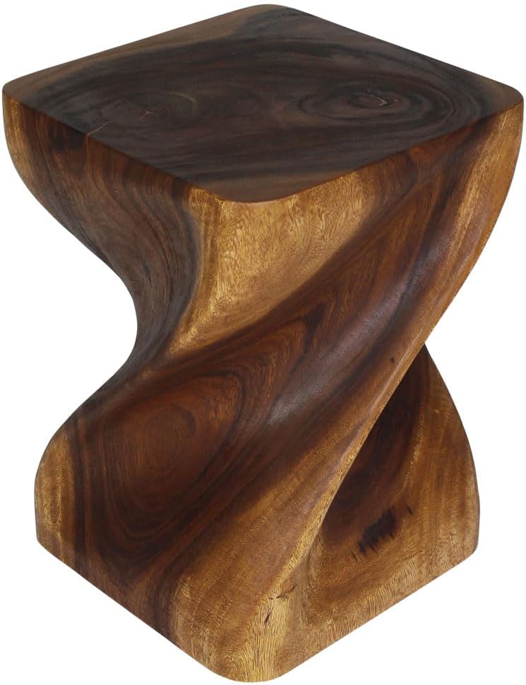 Haussmann Valeris Solid Square Twisted End Table 14 in SQ x 20 in H Walnut