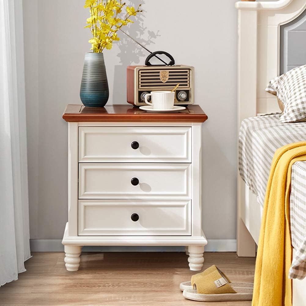 Nightstand Simple Modern Solid Wood Bedside Storage Cabinet with 3 Layers of Drawers And 4 Wooden Feet Bedroom Light Luxury Bedside Table Needed