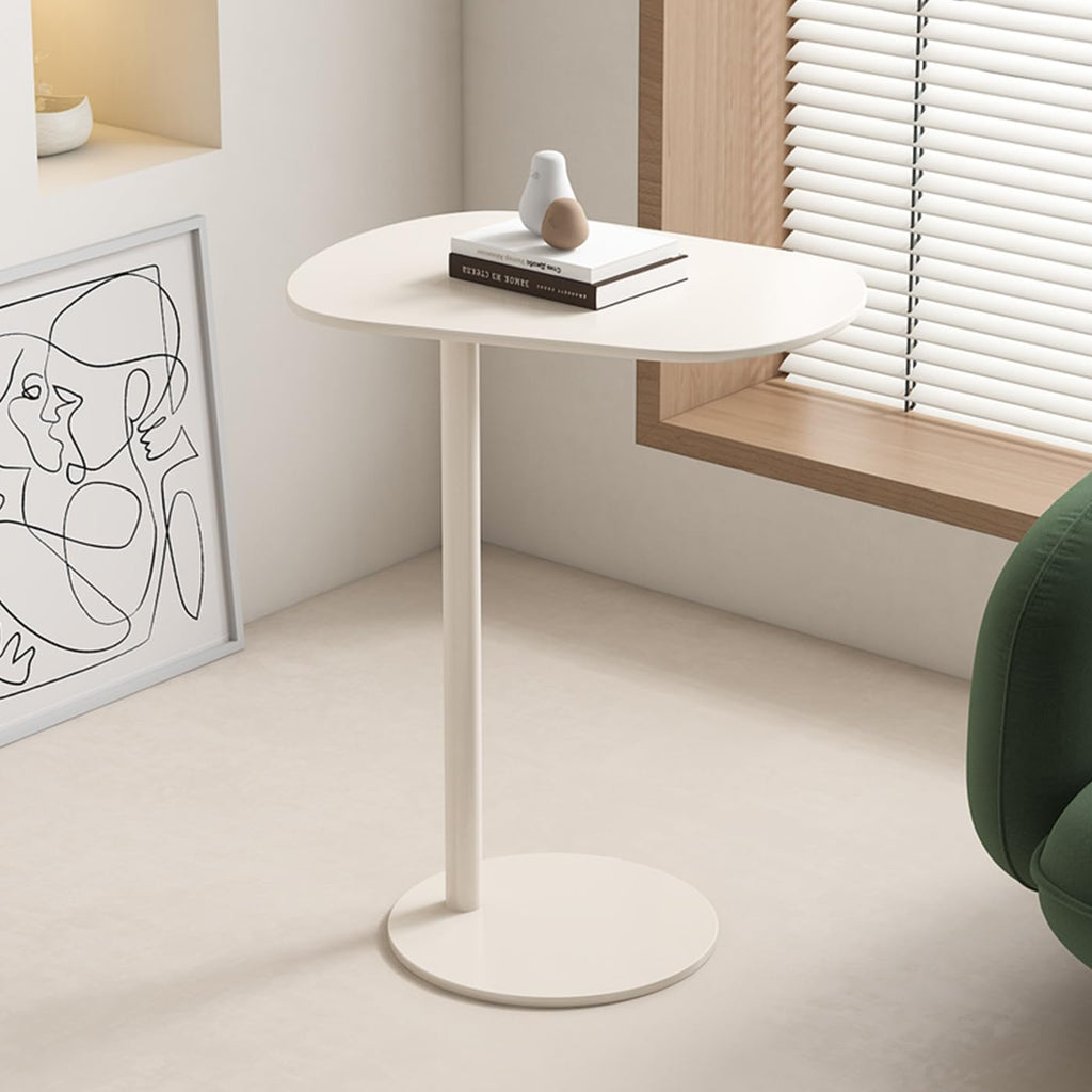 C-Shaped Side End Table, C Table for Sofa Couch Modern End Table Small TV Tray Table Metal Tabletop Home Decor Side Table for Living Room Bedroom (Beige)