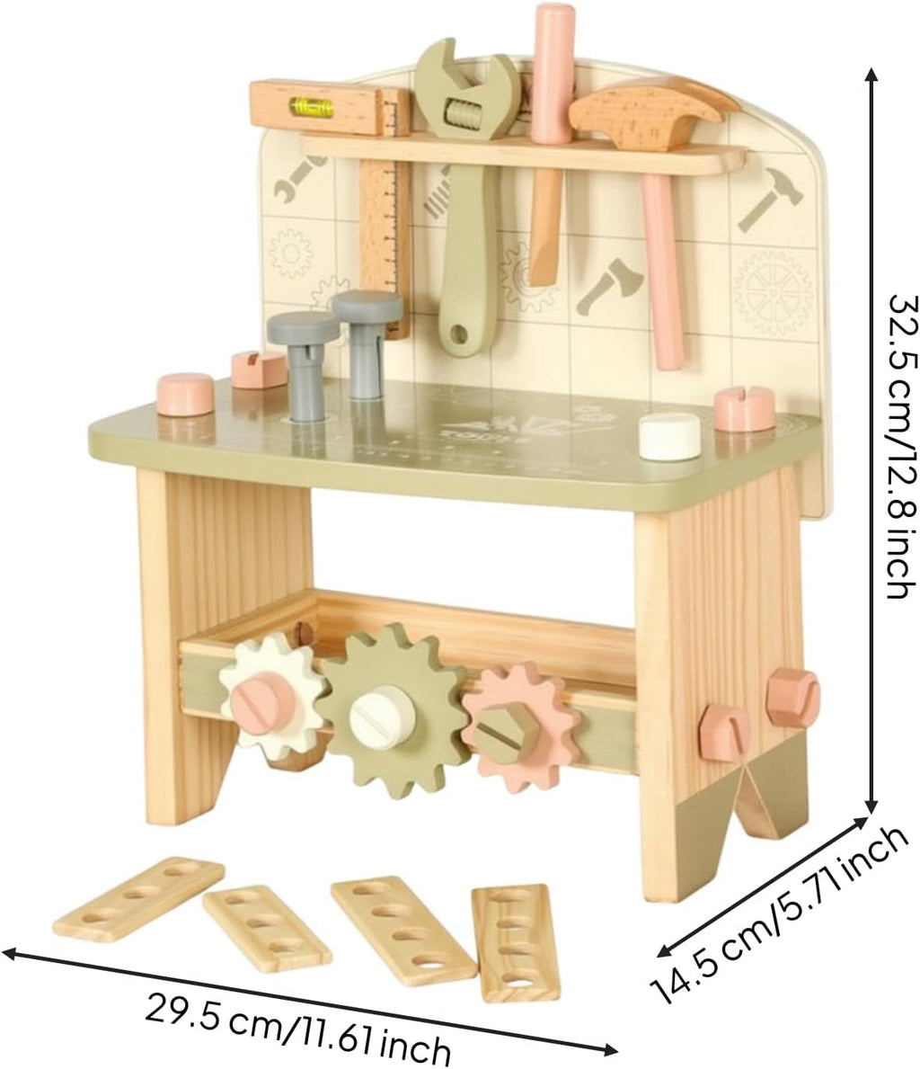 Wooden Toy Workbench Hands-on Wooden Tool Bench Educational Pretend Play Workbench for Preschoolers