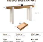 OKD Modern Farmhouse Entryway Table with 2 Drawers, 63" Wooden Console Table for Hallway, Sofa and Living Room, Antique White