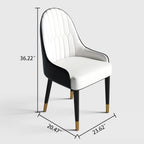 AF ARTISAN FURNITURE Black White Dining Chairs Set of 2 with High Backs Mid Century Modern Kitchen Dining Room Chairs PU Faux Leather Upholstered Large Padded Accent Chair with Legs