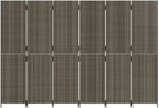 Poly Rattan Room Divider 6 Panels Gray, Privacy Screen with Powder-Coated Steel Frame, Foldable Partition for Indoor Outdoor Use, Blocks Sunlight