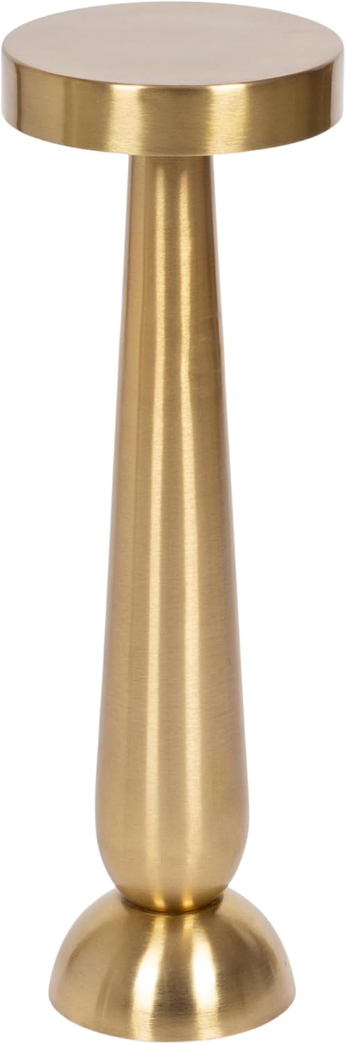 Kate and Laurel Saxena Modern Round Metal Drink Table, 8 x 8 x 24, Gold, Metal Martini Table with Pedestal Design for Use as Small Indoor Plant Stand or Living Room Accent