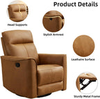 CANMOV Swivel Rocker Recliner, Glider Rocking Chair, Nursing Chairs Swivel Glider Recliners with Soft Backrest, Leathaire Manual Reclining Sofa for Living Room Bedroom Apartment, Brown