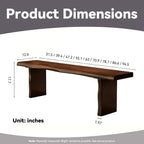 Solid Wood Bench Farmhouse Entryway Bench ，1.9 inches Thick Entryway, Bedroom, Living Room Accent, Solid Wooden Slab, Rustic Furniture, Wood with Clear Coat,Walnut (W70.9 X H17.7 X D12.6)
