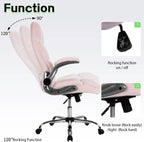 Pink Office Chair Home Office Chair Ergonomic Executive Chair Frabic Computer Desk Chair, High Back Adjustable Tilt Angle and Flip up Arms and Thick Padding for Back Support