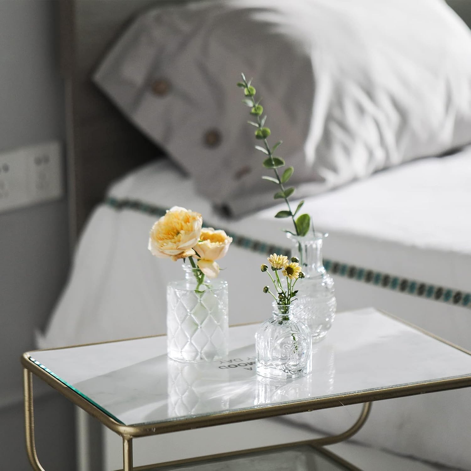 Glass Bud Vases Set of 12, Small Vases for Flowers, Clear Bud Vases in Bulk for Centerpieces Mini Vintage Vase for Rustic Home Wedding Table Decorations