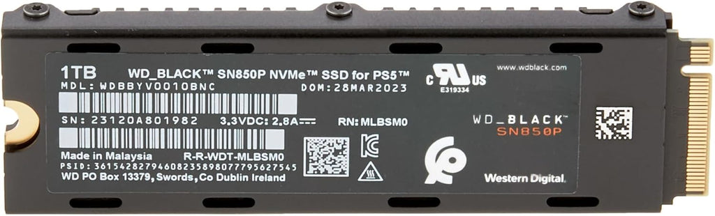 WD_BLACK 1TB SN850P NVMe M.2 SSD Officially Licensed Storage Expansion for PS5 Consoles, up to 7,300MB/s, with heatsink - WDBBYV0010BNC-WRSN