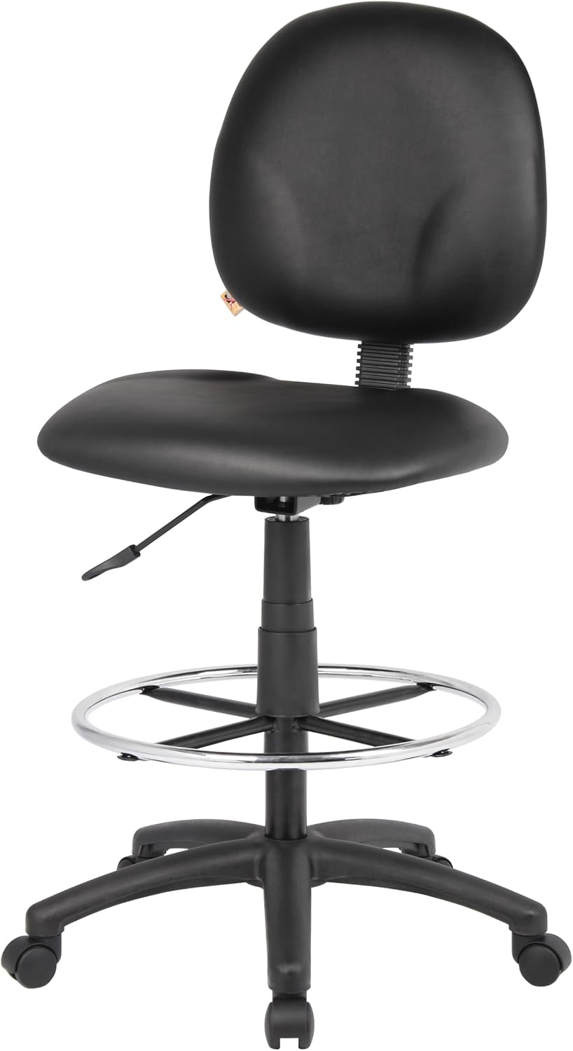 Boss Office Products Stand Up Caressoft Drafting Stool Without Arms in Black (B1690-CS)