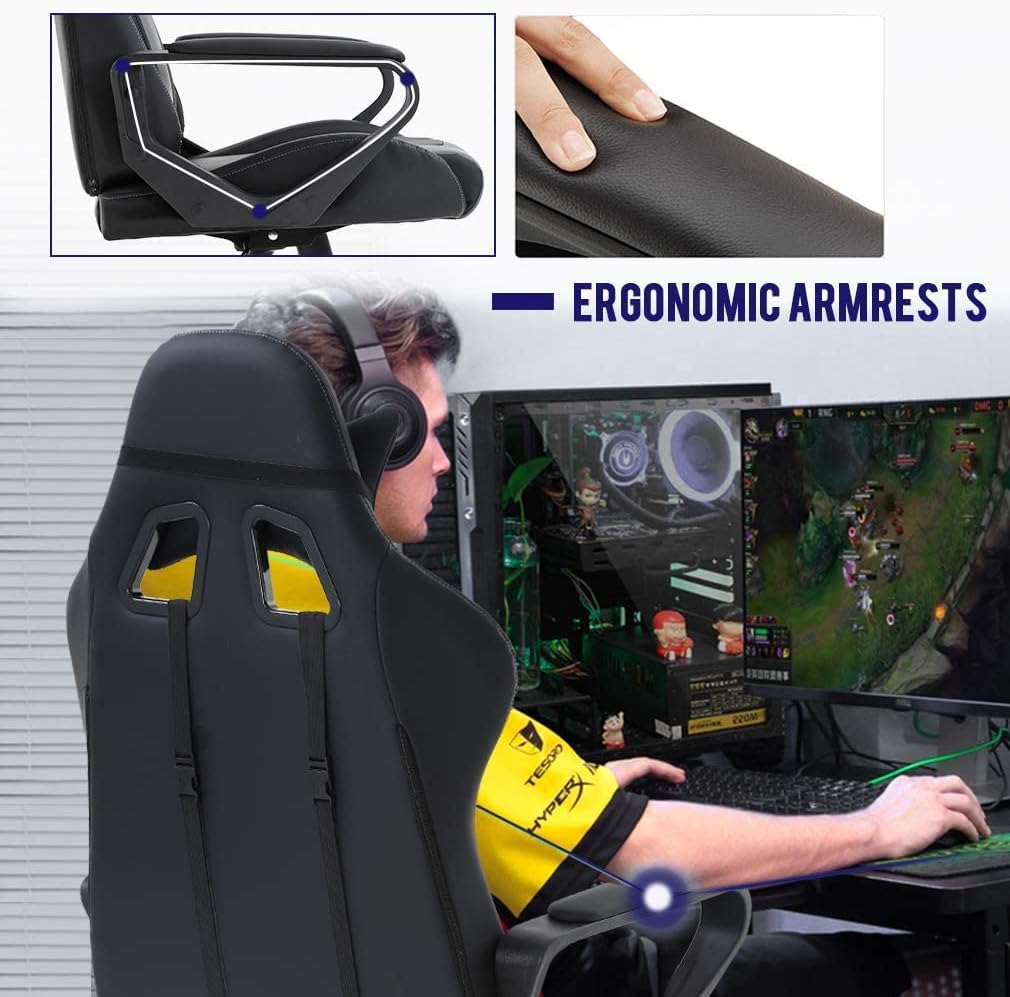 Gaming Chair 188 P, Modern Pink Ergonomic High Back PC Computer Gaming Chair with Lumbar Support, Adjustable Height, 360 Swivel, Executive Style, PU Leather, 300 lb Capacity