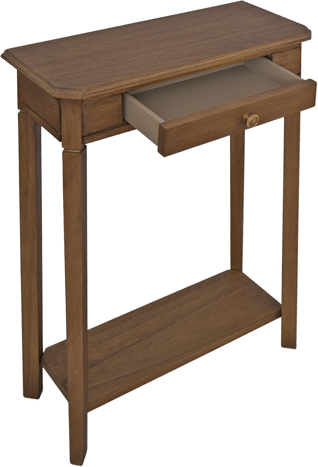 East at Main Solid Wood Console Table – 23.75” Wide Narrow Brown Entryway Table with Storage & Shelf – Rustic French Country Accent Table for Hallways, Foyers, Living Rooms and Small Spaces