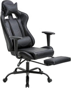 BestOffice Office Chair PC Gaming Chair Ergonomic Desk Chair Executive PU Leather Computer Chair Lumbar Support with Footrest Modern Task Rolling Swivel Racing Chair for Women&Men, Black