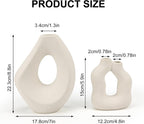 Ceramic Vase Set of 2, Modern Donut Vases for Nordic Minimalist Boho Home Decor, Centerpieces for Dining Tables Living Room Shelf Bookshelf Mantel Entryway Office House