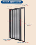 Complete Folding Accordion Door Hardware Kit, Aluminum Frame & Tear-Proof Mesh Panel Sliding Door, Black Multifold Folding Gate Simple Installation(51x80in(130x203cm))
