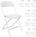 10 Pack White Folding Chairs, Portable Party Chairs, Plastic Folding Chair,Stackable Commercial Seats with Steel Frame for Office Wedding Party Patio Dinning Events, 350lbs Capacity