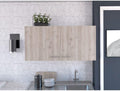 White and Light Grey 2-Door Wall Cabinet, 2-Compartment Kitchen Storage & Organization