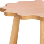 SAFAVIEH Home Collection – Forsythe Natural Brown Accent Table with Lower Shelf, Scalloped Round Design (ACC9201B)