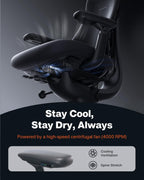 LiberNovo PRO Airflow Dynamic Ergonomic Chair with Footrest, Active Airflow Seat Ventilation, 2 Fan Speeds, Instant Cooling for Long-Lasting Comfort, 5 Recline, Built-in Spine Stretch, Graphite, 48cm