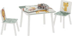 Qaba 3-Piece Toddler Table and Chair Set Animal Pattern Aged 3-8 Green | Kids Table and Chairs Set Furniture, Boys and Girls, Bedroom, Nursery, Playroom