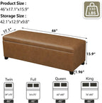 Joveco 47 Inch Storage Ottoman Bench,Tufted Leather Storage Bench with Nailhead Trim for Bedroom (47”,Ochre Yellow)