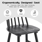 Black Dining Chairs Set of 6, 100% Solid Wood Farmhouse Kitchen Chairs, Armless Cottage Dinner Chair with Spindle Back, Windsor Dining Room Chairs for Kitchen (2 Boxes)