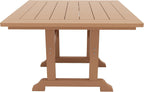 WO Outdoor Adirondack Patio Dining Chair Table 5 PCS Set Seashell Back Armchair Square Table Retro Aesthetic for Outside Restaurant Dining, Resort, Hotel, Lawn, Garden (Teak)