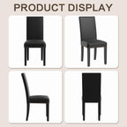 LSSBOUGHT Dining Chairs Set of 6, Modern Dining Room Chair,Upholstered Pu Leather Kitchen Chair with Vintage Copper Nail for Restaurant & Cafe(Black,6pcs)