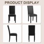 LSSBOUGHT Dining Chairs Set of 2, Modern Dining Room Chair,Upholstered Pu Leather Kitchen Chair with Vintage Copper Nail for Restaurant & Cafe(Black,2pcs)