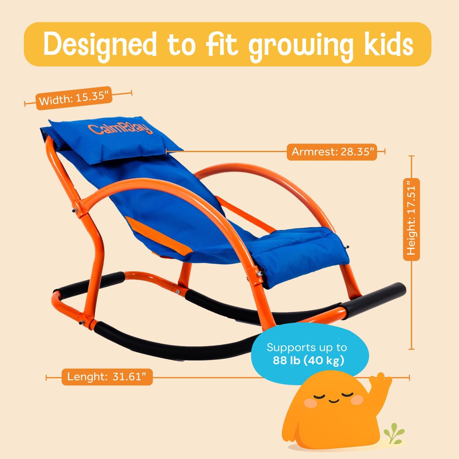 Kids Rocking Chair – Sensory Rocker for Kids Ages 3-8 – Calming Chair for Autism & Sensory Play – Indoor Rocker for Focus, Relaxation & Quiet Time