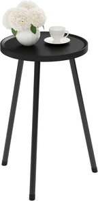 Small Couch Side Table, Drink Table, Mini Round End Table, Coffee Table, Snack Table for Small Spaces, Living Room, Bedroom, Sofa LET520BK