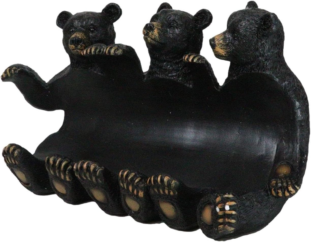Ebros Gift Rustic Western Forest Animal Whimsical Three Black Bears Hugging Wine Bottle Figurine Wine Holder 9.5" Long Cabin Lodge Farmhouse Country Accent Decor