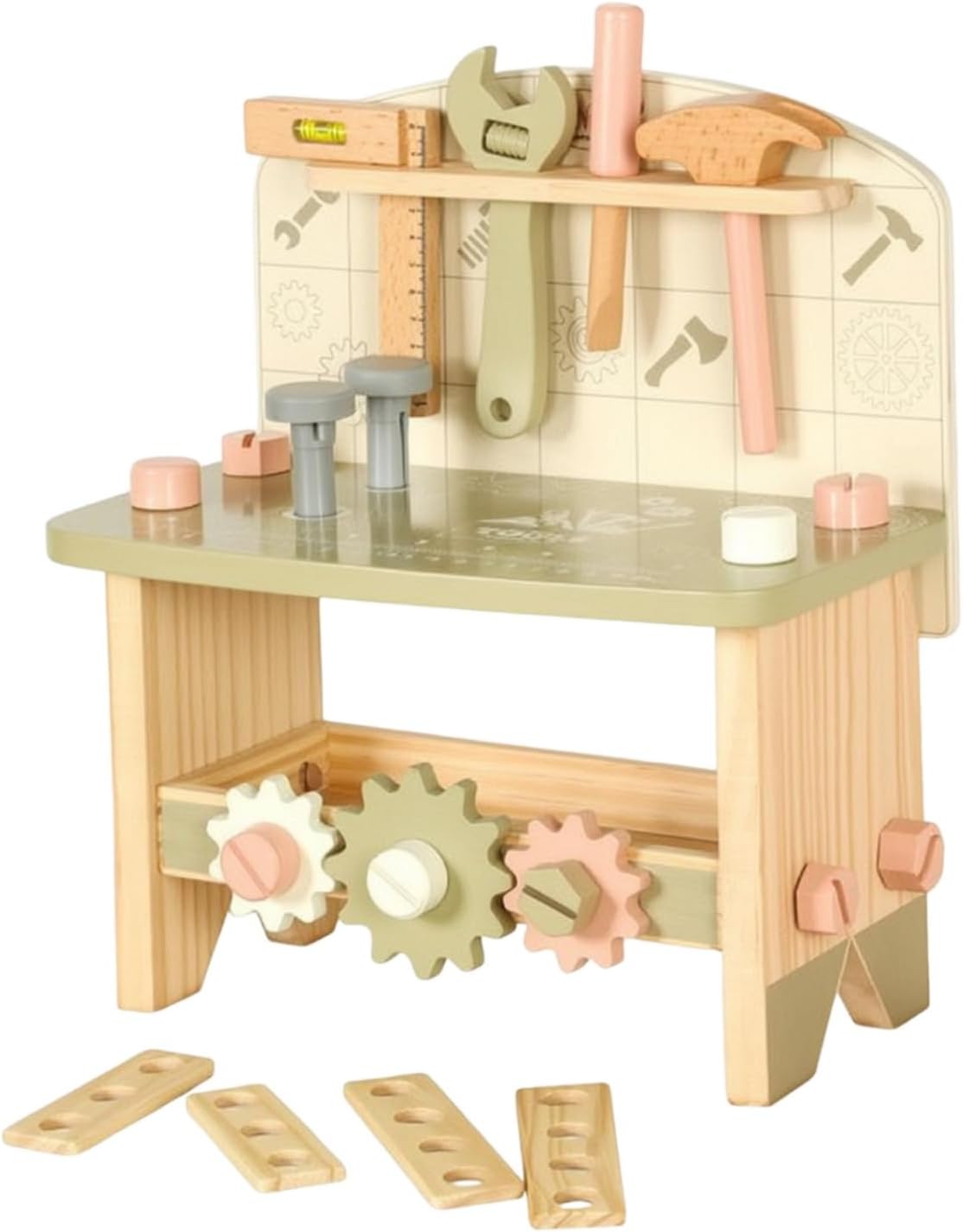 Wooden Toy Workbench Hands-on Wooden Tool Bench Compact Children's Tool Bench for Preschool