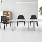 CLATINA Leather Guest Chairs Set of 6, Desk Chair No Wheels, Office Reception with Padded Arms for Office Conference Waiting Room, Black