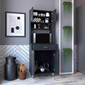 Modern Kitchen Pantry with Double Door Cabinet, Black Wengue Finish, Particle Board, for Dining Room, Easy to Clean