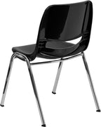 Flash Furniture 5 Pack HERCULES Series 880 lb. Capacity Black Ergonomic Shell Stack Chair with Chrome Frame and 18'' Seat Height