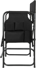 Aluminum Tall Directors Chairs Foldable, 41'' Makeup Chair for Makeup Artist with Side Table Cup Holder Storage Bag and Footrest, Weighs Only 8.8lb, 250lbs Capacity