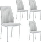 Dining Chairs Set of 4,Sillas de Comedor Modernas 4,Leather Upholstered Kitchen Chairs with Chrome Metal Legs,Modern Dining Room Chairs ,Easy-Clean Chairs for Dining Room, Apartment (Light Gray,4)